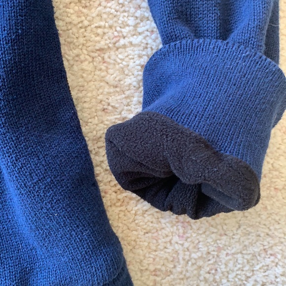 Navy blue fleece lined sweater, zip up - Picture 3 of 4